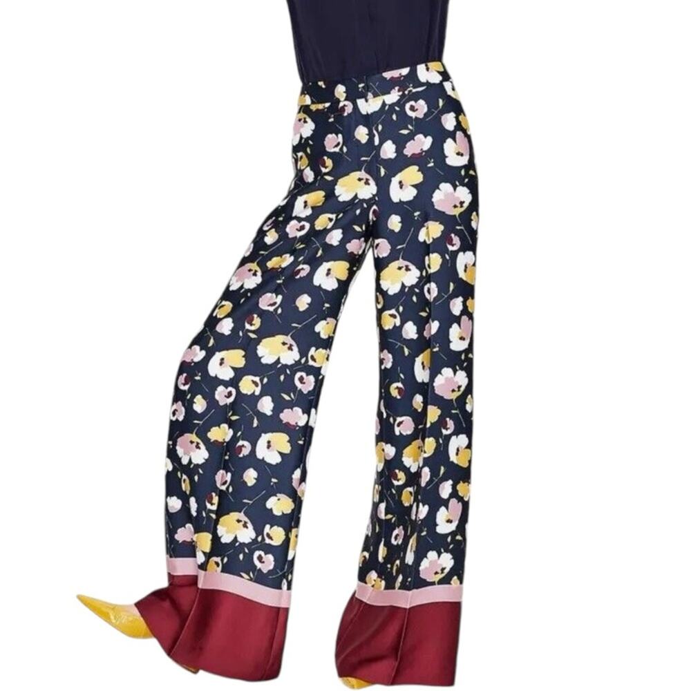 Boden Hotch Potch Floral Wide-Leg Satin High Rise Culottes Pants 2R